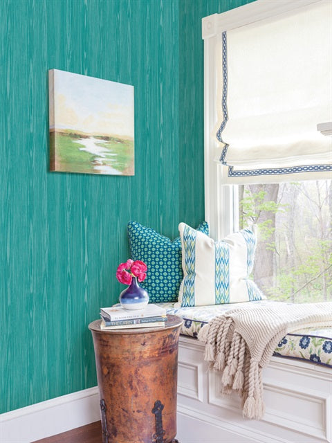 2744-24156 Illusion Aqua Faux Wood Wallpaper By Brewster