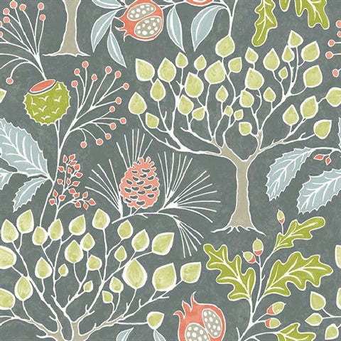 2903-25831 Shiloh Grey Botanical Wallpaper Blue Bell By A Street Prints