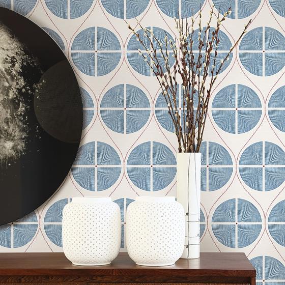 2901-25424 Luminary Blue Ogee Wallpaper