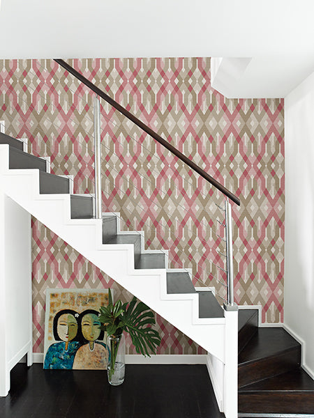 2656-004041 Pink and Grey Harbor Wallpaper