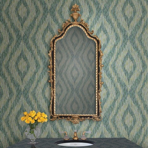 2763-24219 Ethereal Green Ogee Wallpaper By Brewster