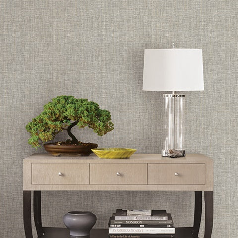 2702-22755 Oasis Grey Linen Wallpaper By Brewster