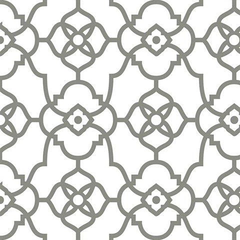 2702-22720 Atrium Grey Trellis Wallpaper By Brewster