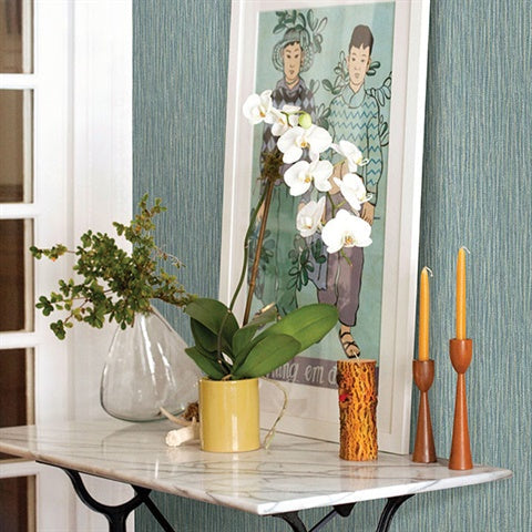 2861-25420 Raffia Aqua Faux Grasscloth Equinox By A Street Prints