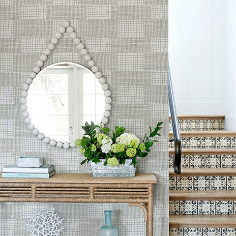 2903-25821 Maxwell Grey Geometric Wallpaper Blue Bell By A Street Prints