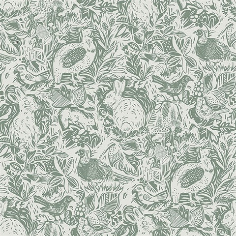 2861-25724 Revival Dark Green Fauna Equinox By A Street Prints