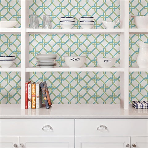 2702-22724 Blue And Green Palladian Wallpaper By Brewster