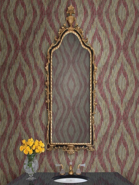 2763-24220 Ethereal Red Ogee Wallpaper By Brewster