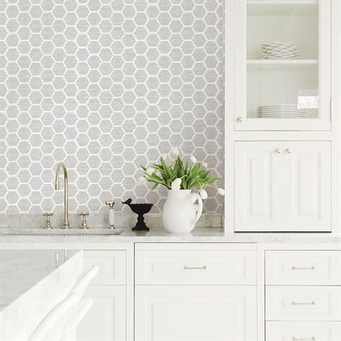 2793-24712 Aura Grey Honeycomb Wallpape