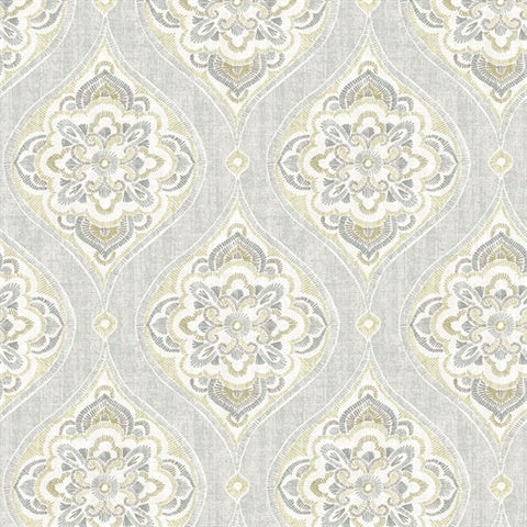 2821-25149 Adele Light Grey Damask Wallpaper