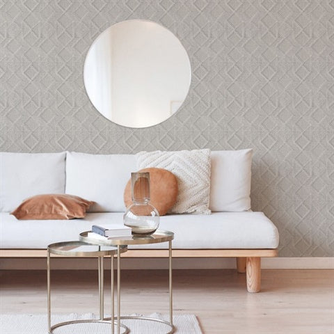 2969-26018 Moki Grey Lattice Geometric Wallpaper by Brewster