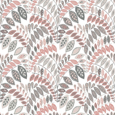 2821-25141 Fiddlehead Pink Botanical Wallpaper