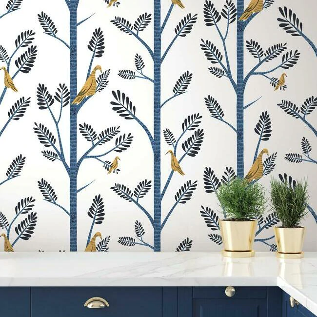 Aviary Branch Premium Peel and Stick Wallpaper