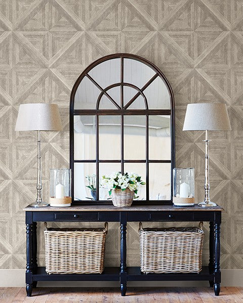 Carriage House Neutral Wood Wallpaper