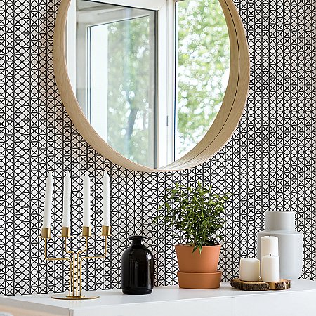 2969-26004 Lisbeth Black Geometric Lattice Wallpaper by Brewster