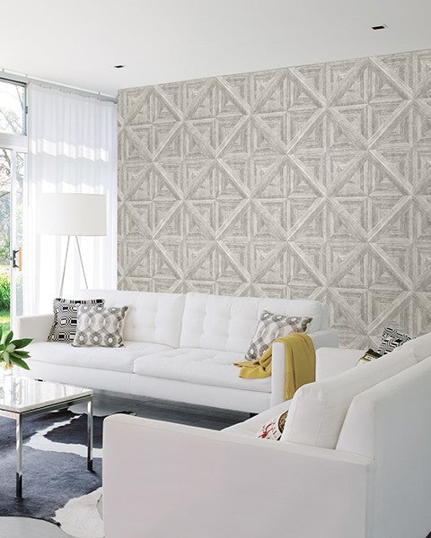 Carriage House Light Grey Wood Wallpaper