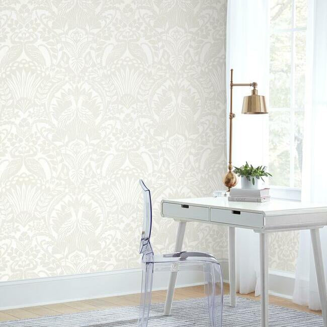 Egret Damask Wallpaper