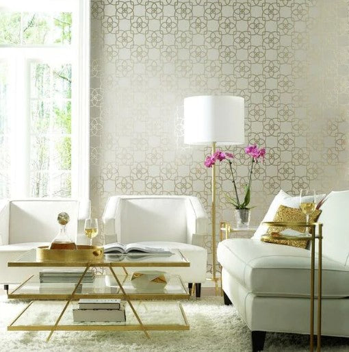 Serendipity Wallpaper - Putty / Rose gold