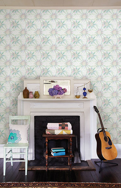 1014-001856 Green Iris Shibori Wallpaper By Brewster