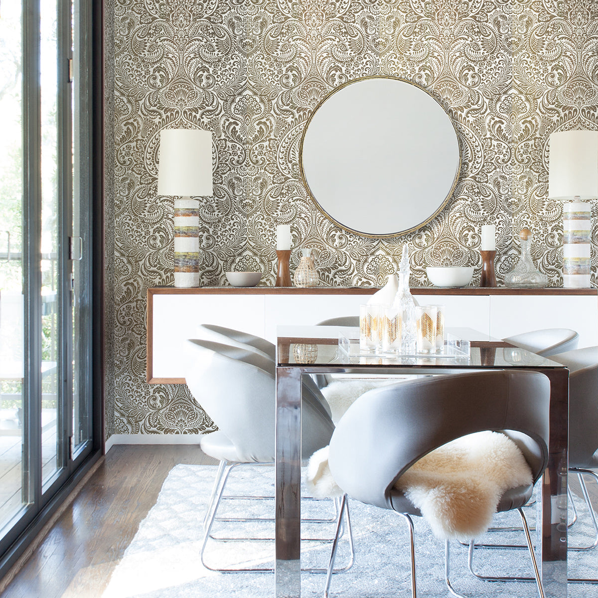 Artemis Gold Floral Damask Wallpaper