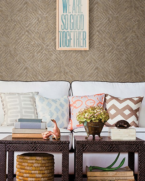 Labyrinth Bronze Geometric Wallpaper