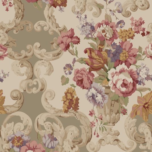Floral Rococo - Red/Plum