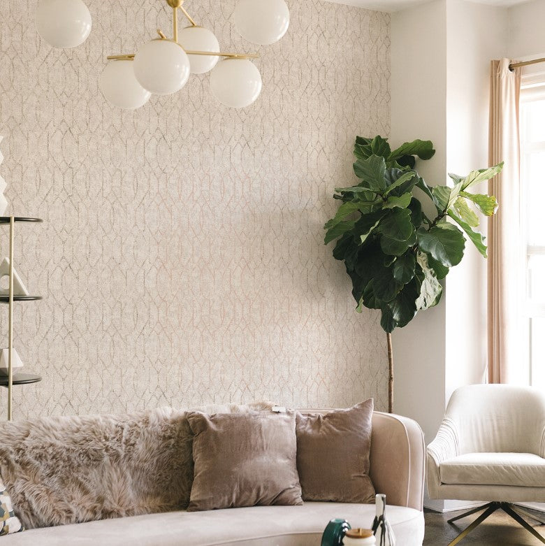 Ziva Rose Gold Trellis Wallpaper
