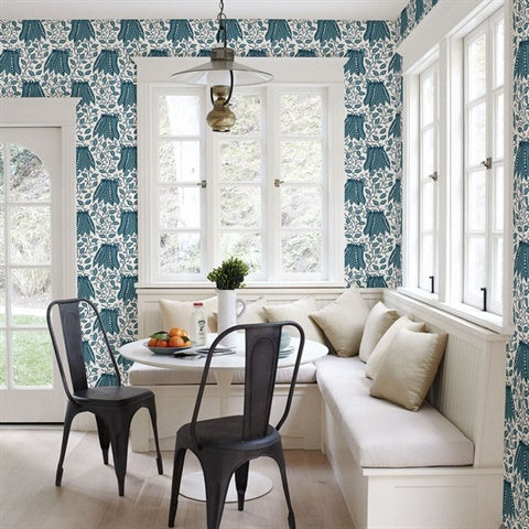 2821-25118 Peas In A Pod Teal Garden Wallpaper
