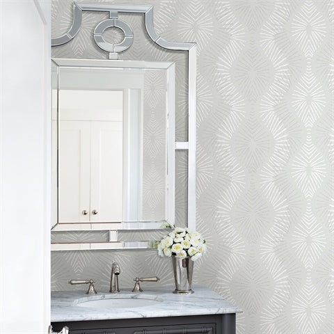 2793-87327 Feliz Silver Beaded Ogee Wallpaper