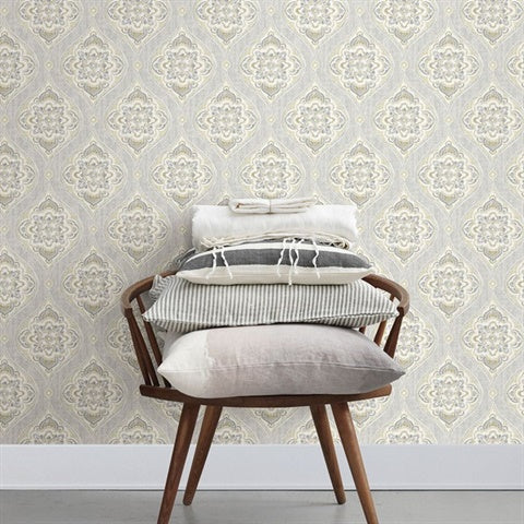 2821-25149 Adele Light Grey Damask Wallpaper