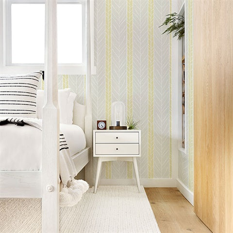 2903-25818 Lottie Yellow Stripe Wallpaper Blue Bell By A Street Prints