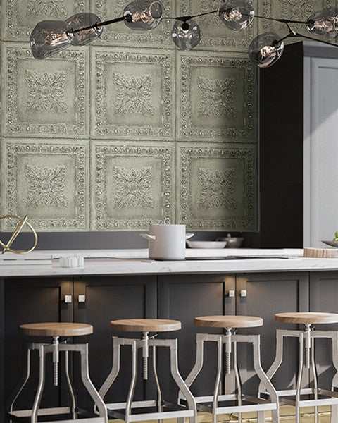 2540-24033 Ornamental Mint Tin Tile Wallpaper