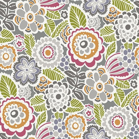 2903-25865 Lucy Multicolor Floral Wallpaper Blue Bell By A Street Prints
