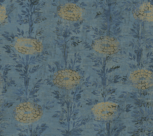 Denim/Gold Marigold Wallpaper