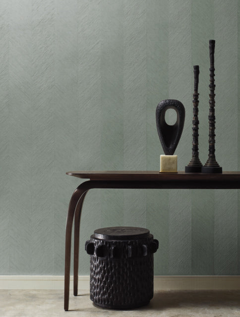 Blue Metallic Chevron Wallpaper
