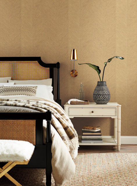 Beige Metallic Chevron Wallpaper