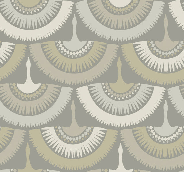 Gray Feather and Fringe Wallpaper