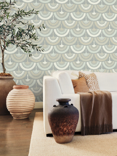 Gray Feather and Fringe Wallpaper