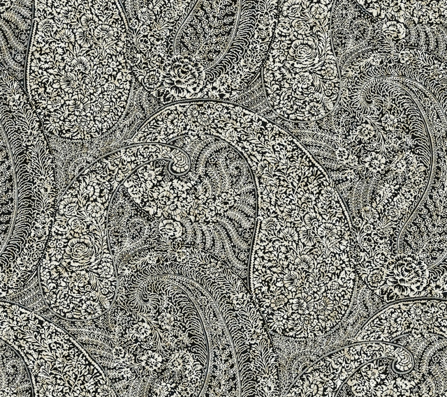 Black Kashmir Dreams Paisley Wallpaper