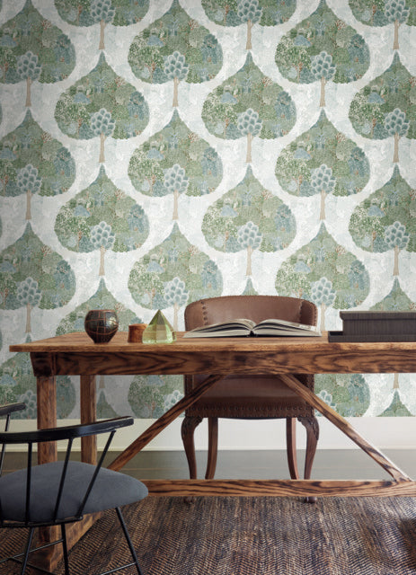 Green/Teal Mystic Forest Wallpaper