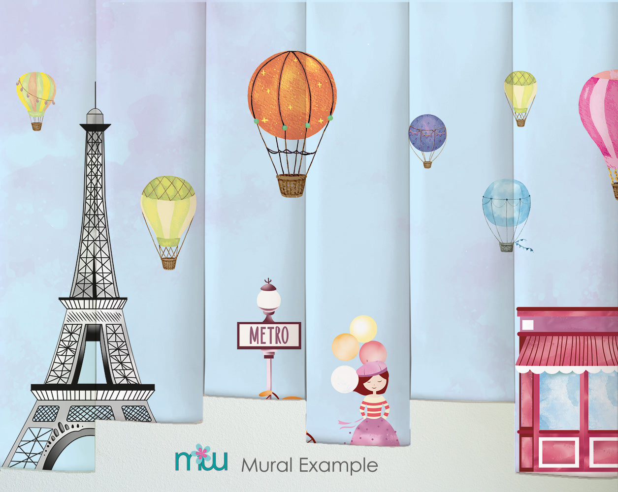 Blue Eiffel Tower Mural