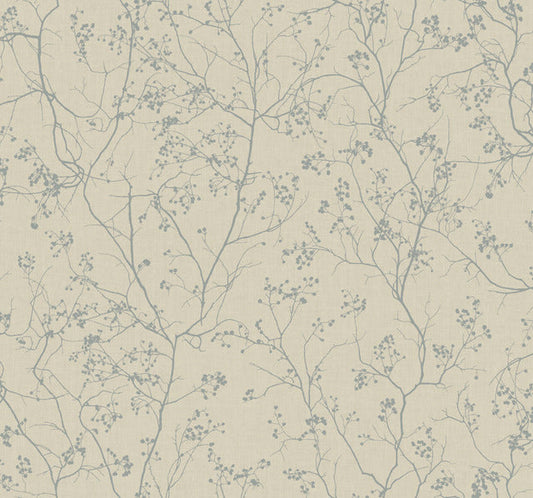 Taupe/Silver Luminous Branches Wallpaper