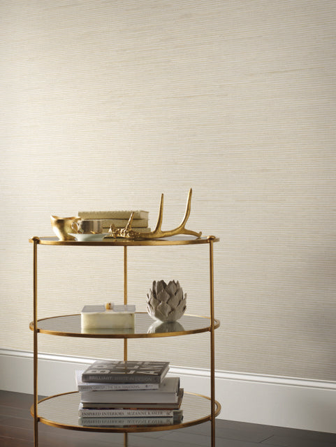 Cream/Gold Ribbon Bamboo Wallpaper