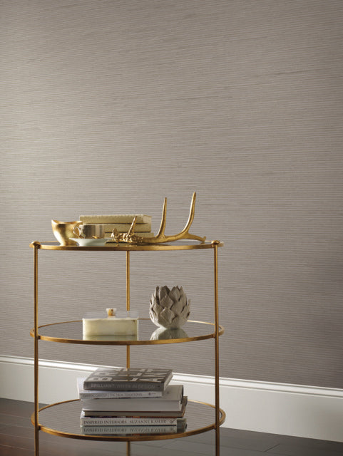 Taupe/Silver Ribbon Bamboo Wallpaper