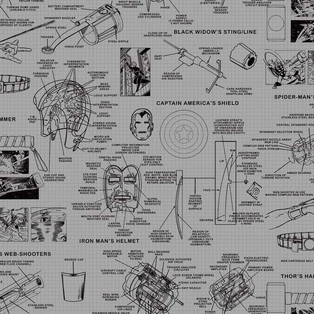 Gray/Black Marvels Heroes Schematics Wallpaper