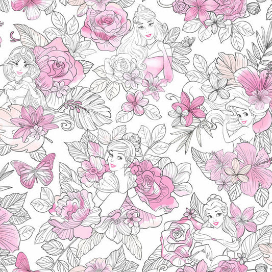 Purple Disney Princess Royal Floral Wallpaper