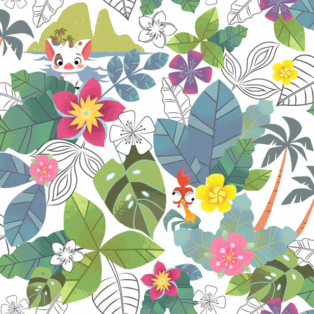 Pink/Green Disney Moana Jungle Wallpaper