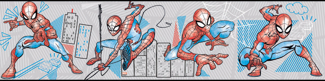 Red/Gray/Blue Spider-Man Fracture Border Wallpaper Border