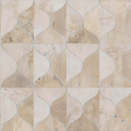 White Burlwood Ogee Wallpaper