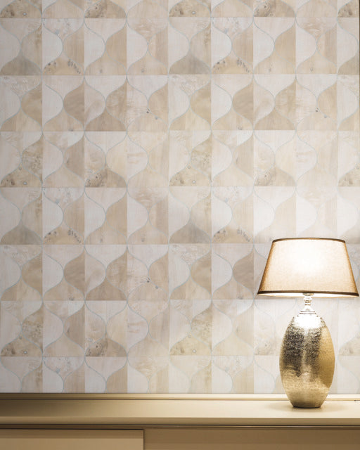 White Burlwood Ogee Wallpaper